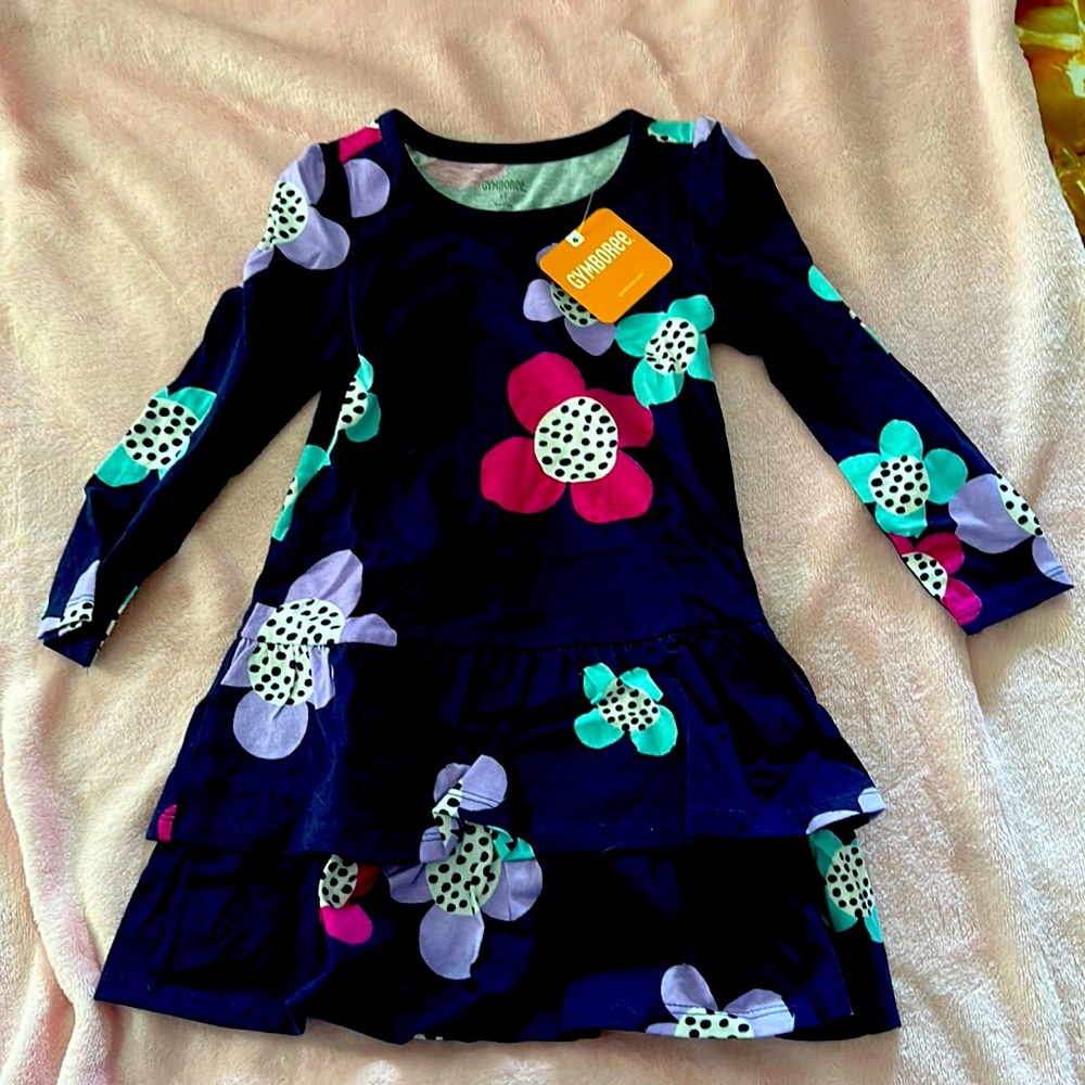 Brand new never worn multi colored blue 2T dress long sleeve